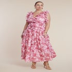 PatBO x ELOQUII Ruffle Detail Maxi Dress image number 1