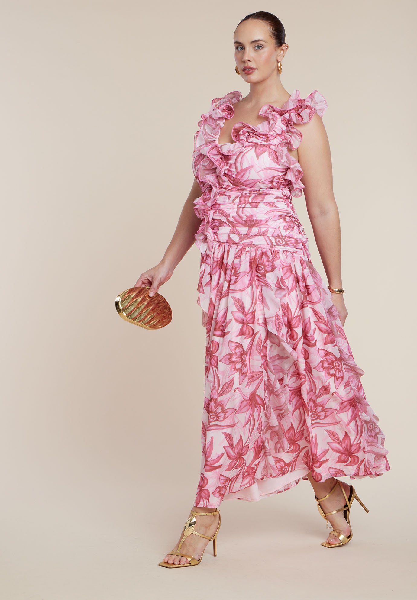 PatBO x ELOQUII Ruffle Detail Maxi Dress image number 2