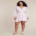 PatBO x ELOQUII Puff-Sleeve Ruffle Mini Dress image number 1