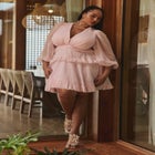 PatBO x ELOQUII Puff-Sleeve Ruffle Mini Dress image number 0