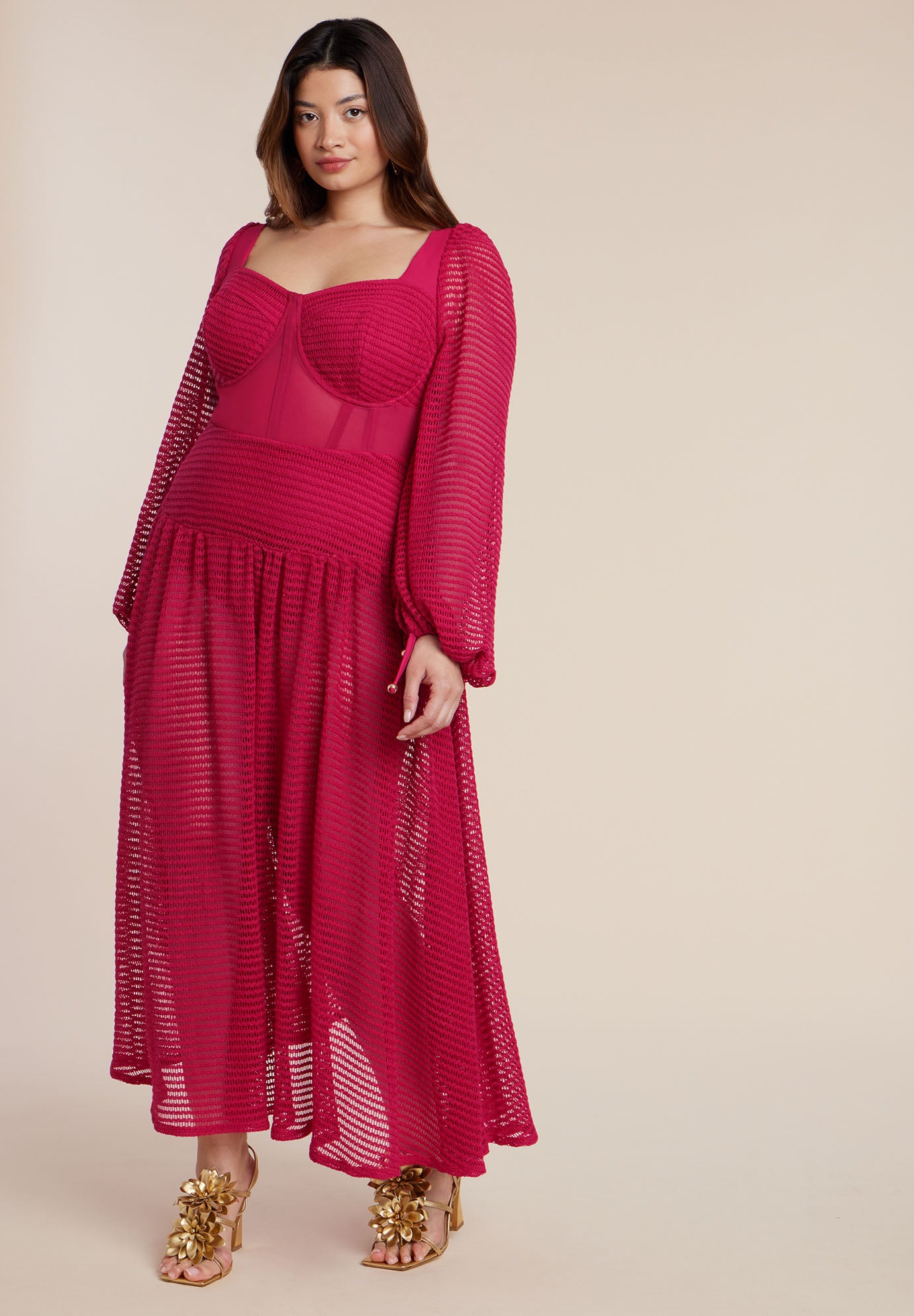 PatBO x ELOQUII Corset Waist Maxi Dress image number 1