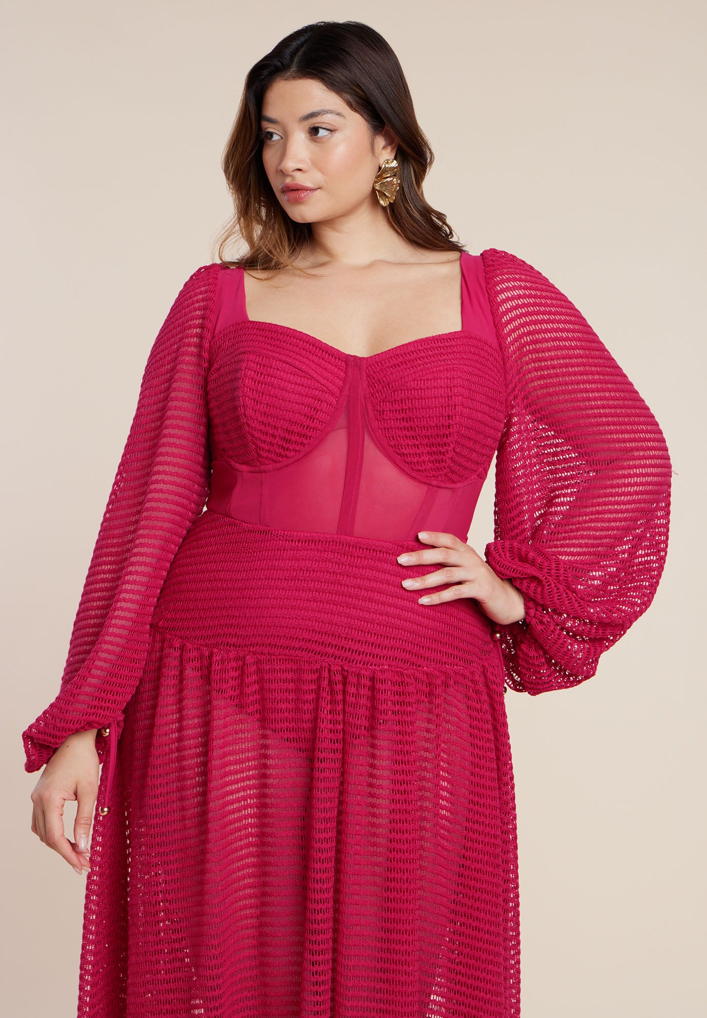 PatBO x ELOQUII Corset Waist Maxi Dress image number 2