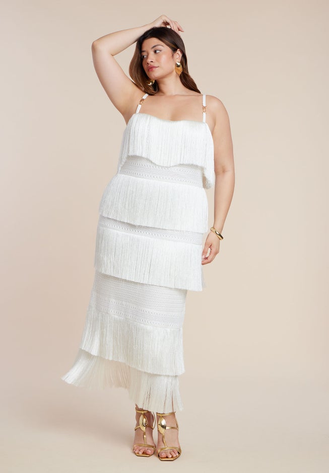 PatBO x ELOQUII Fringe Maxi Dress image number 1