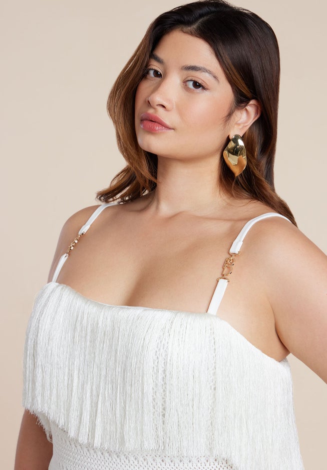 PatBO x ELOQUII Fringe Maxi Dress image number 3