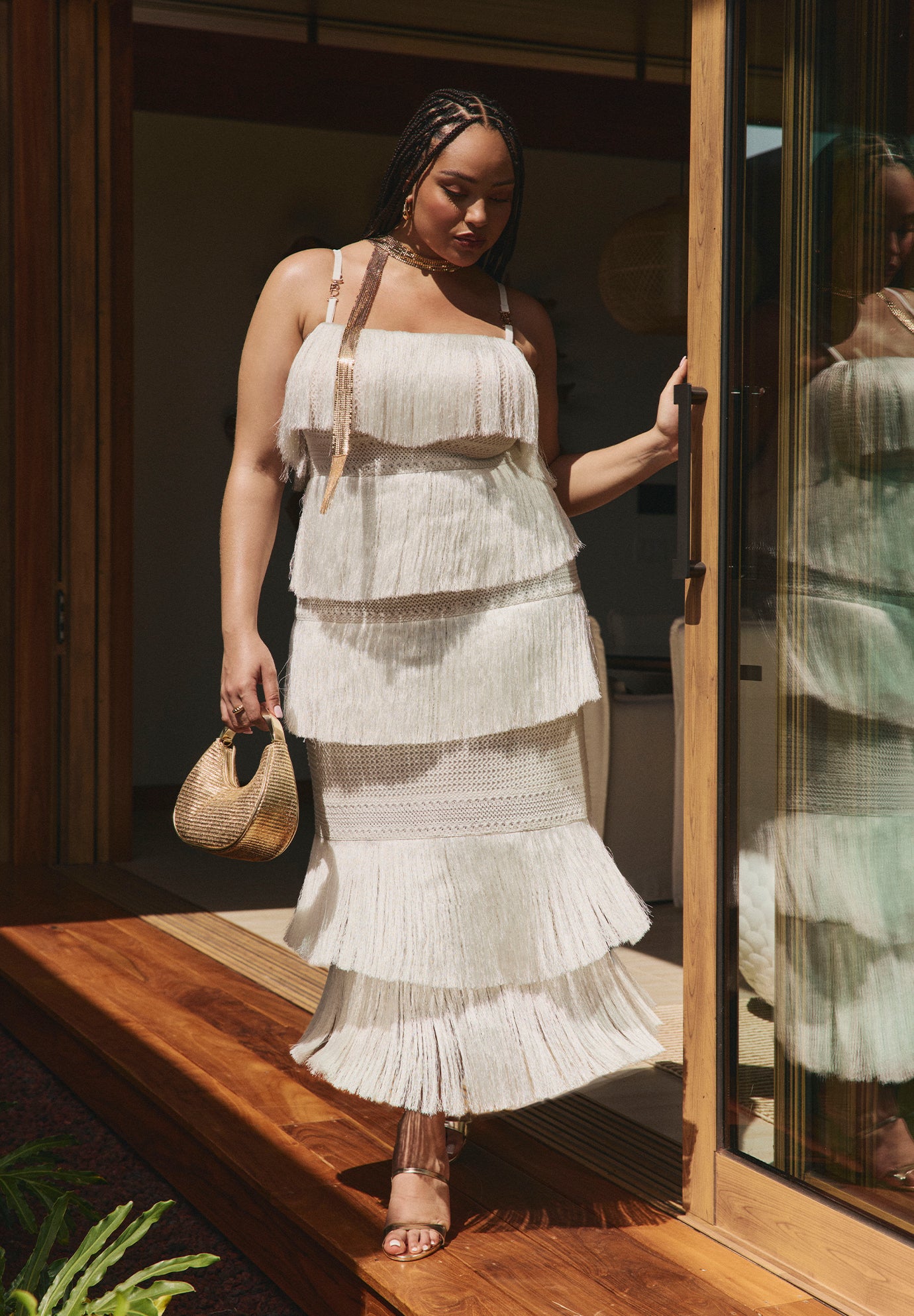 PatBO x ELOQUII Fringe Maxi Dress image number 0