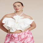 PatBO x ELOQUII Embellished Flower Appliqu&eacute; Top image number 1