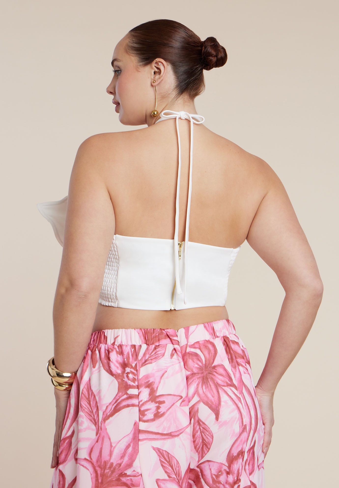 PatBO x ELOQUII Embellished Flower Appliqu&eacute; Top image number 4