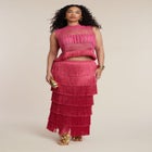 PatBO x ELOQUII Fringe Column Maxi Skirt image number 3