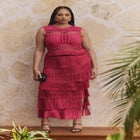 PatBO x ELOQUII Fringe Column Maxi Skirt image number 0