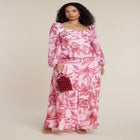 PatBO x ELOQUII Puff-Sleeve Peplum Top image number 2