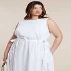 Cinch Waist Poplin Midi Dress image number 2