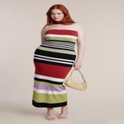 Neckline Detail Striped Sweater Dress image number 1