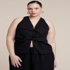 Twisted Linen Halter Top image number 1