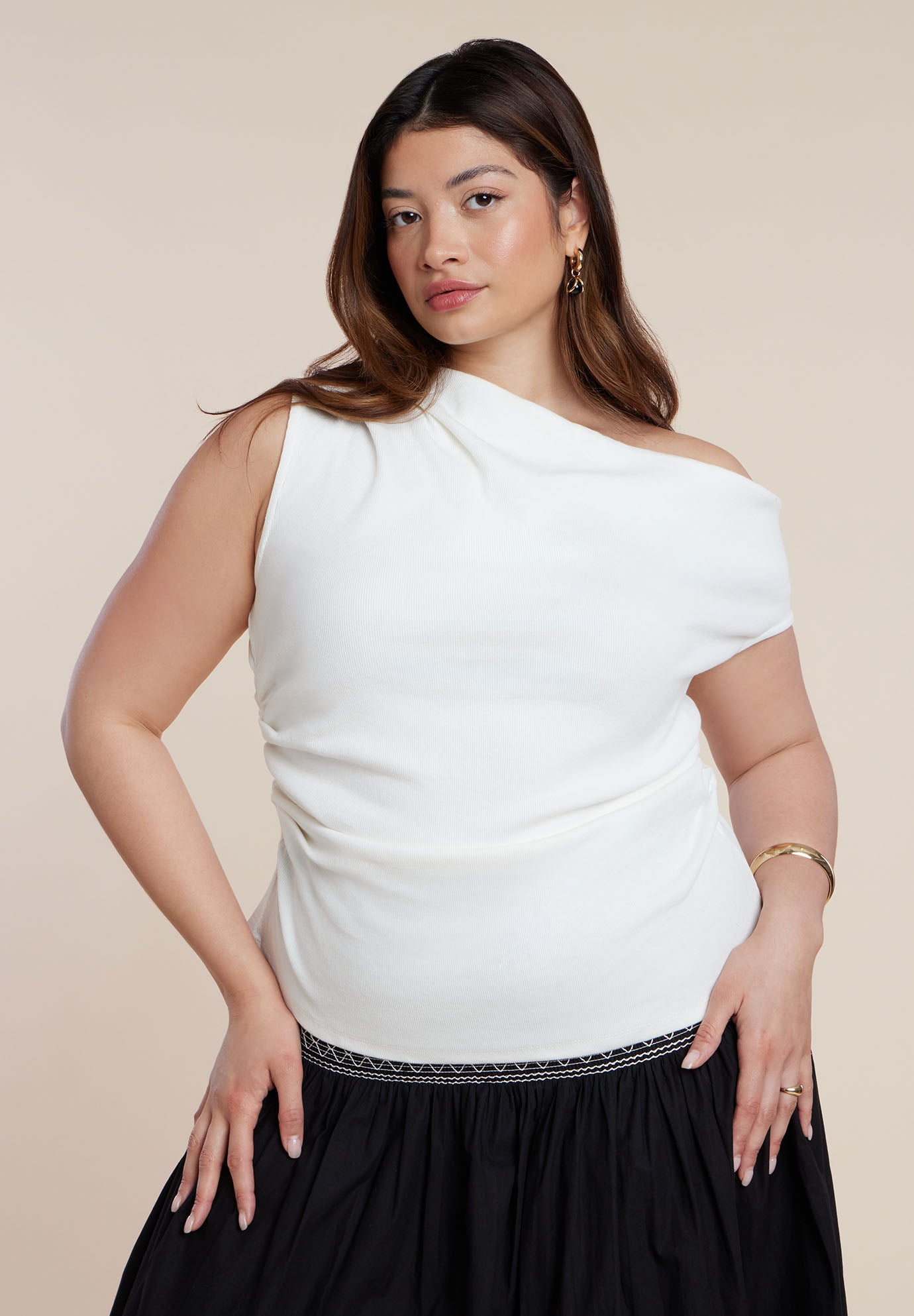 Asymmetrical Shirred Top image number 0