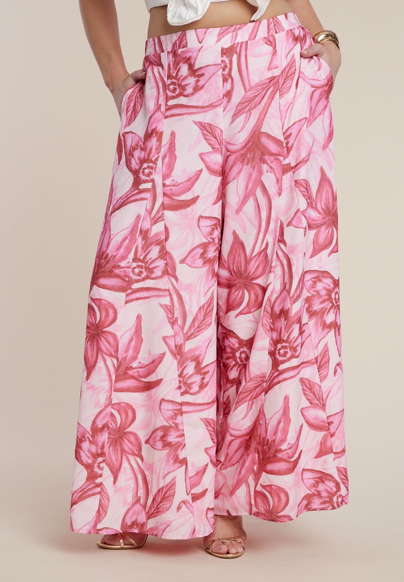 PatBO x ELOQUII Wide-Leg Godet Pants image number 1