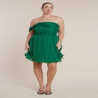 Strapless Mini Dress With Overlay image number 1