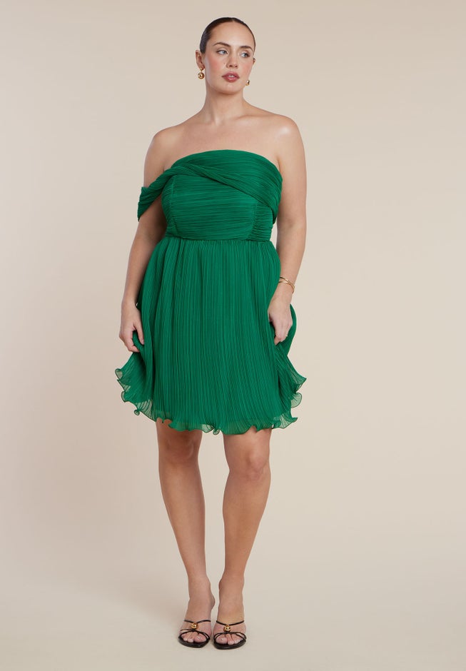 Strapless Mini Dress With Overlay image number 1