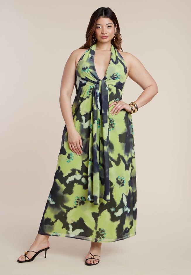 Tie-Detail Halter Maxi Dress image number 1