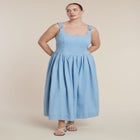 Drop-Waist Chambray Maxi Dress image number 0