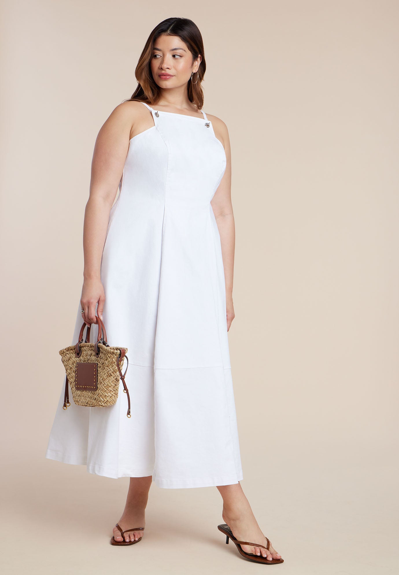 A-Line Denim Midi Dress image number 0