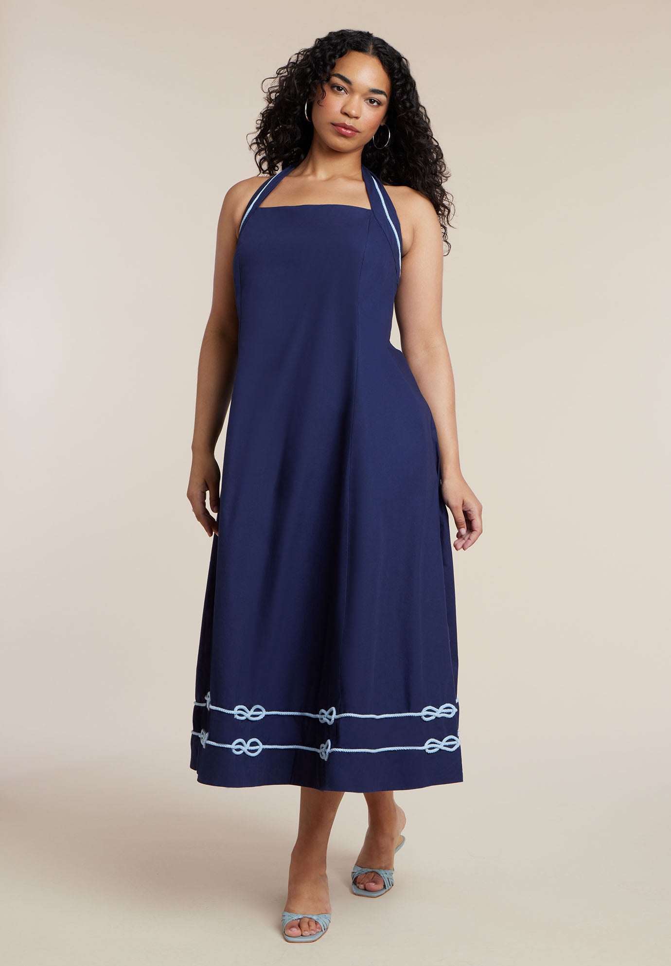Halter Neck Poplin Midi Dress image number 2
