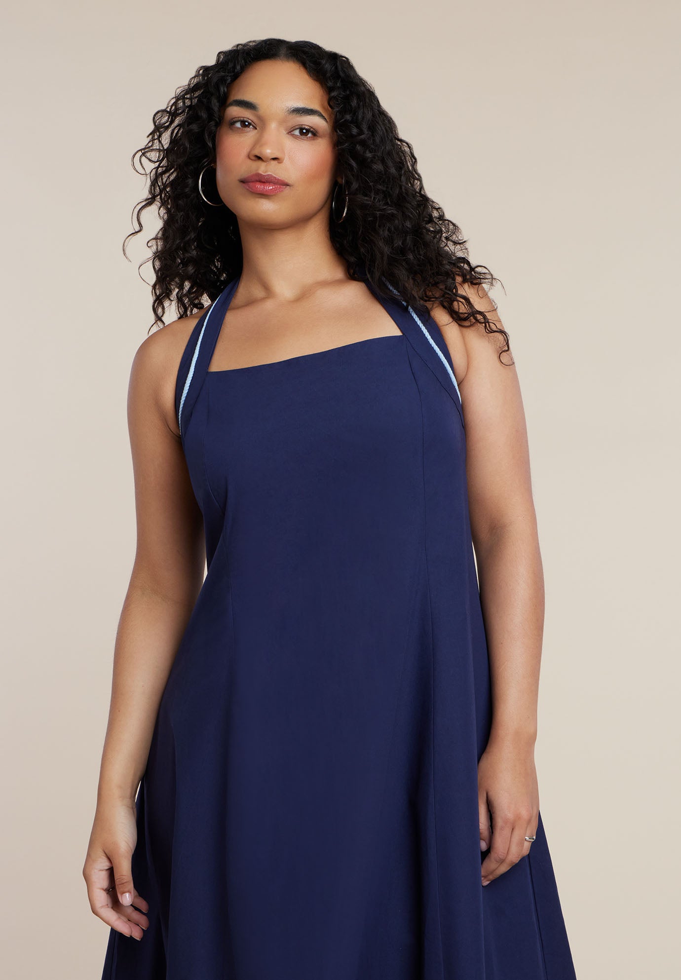 Halter Neck Poplin Midi Dress image number 3