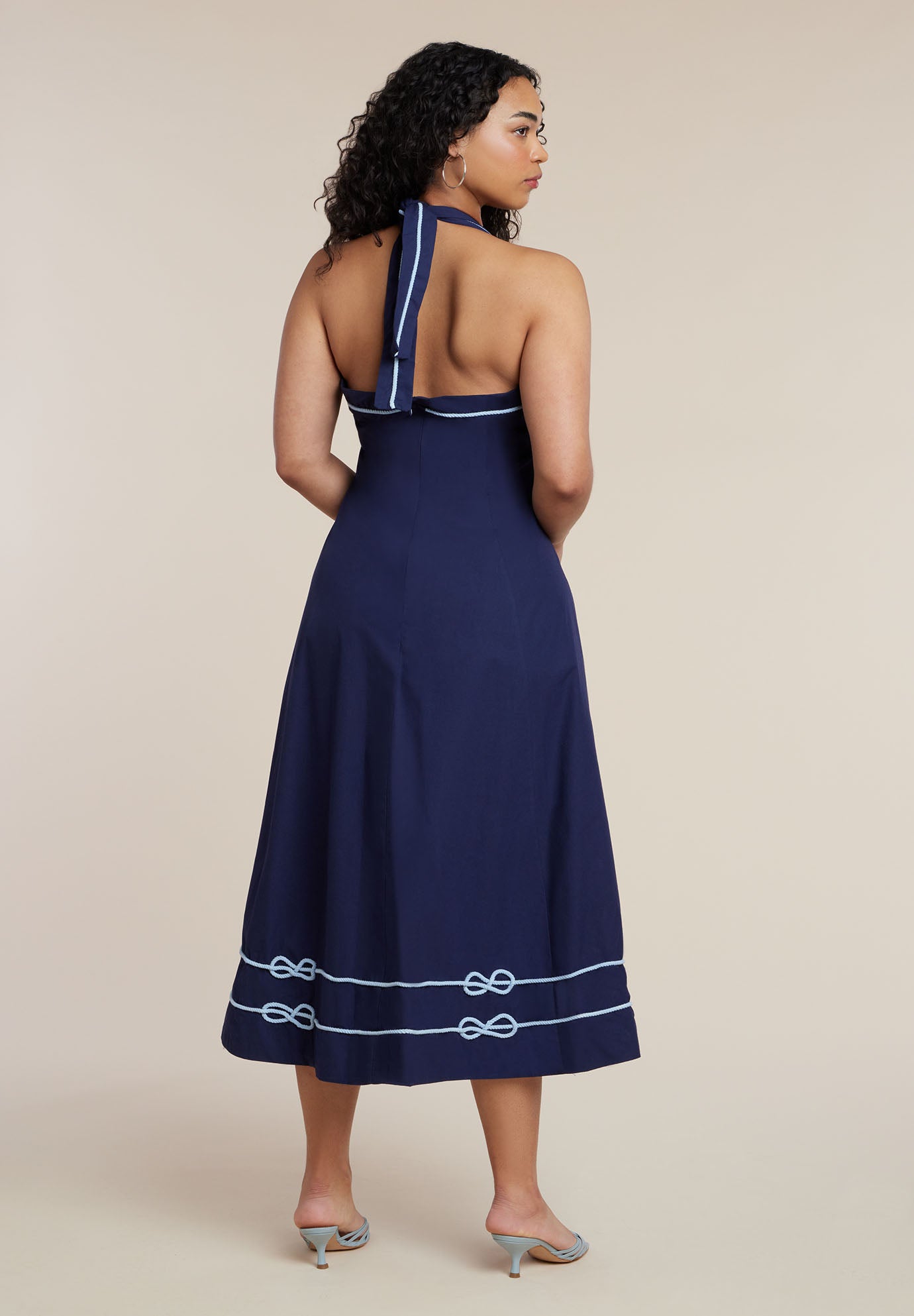 Halter Neck Poplin Midi Dress image number 4