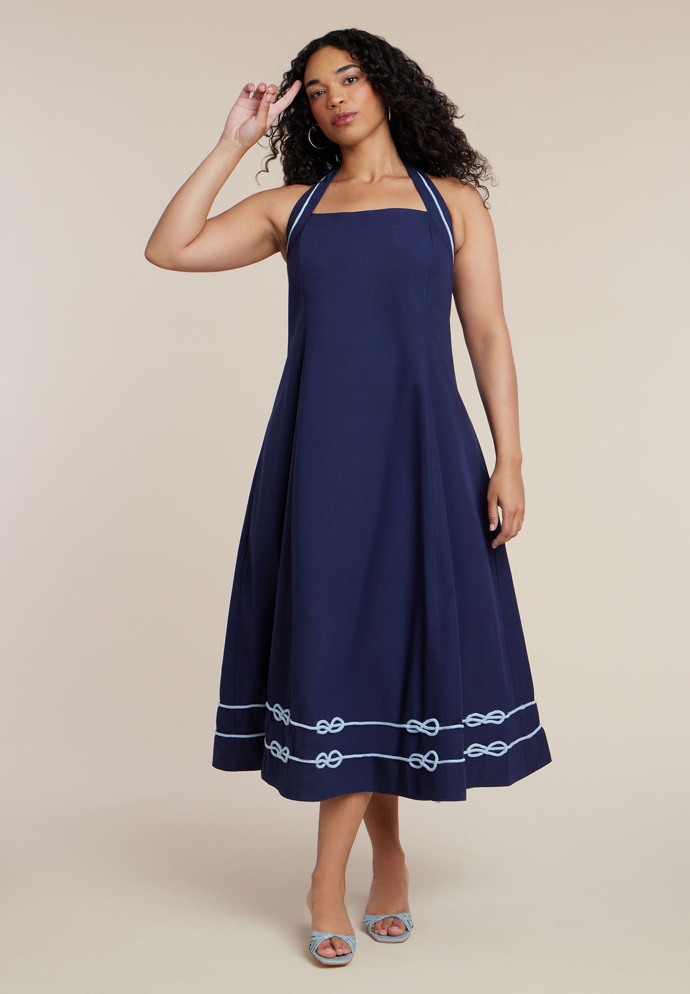 Halter Neck Poplin Midi Dress image number 0