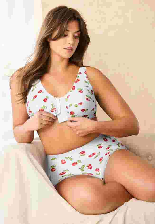Cotton Front-Close Wireless Bra image number 5