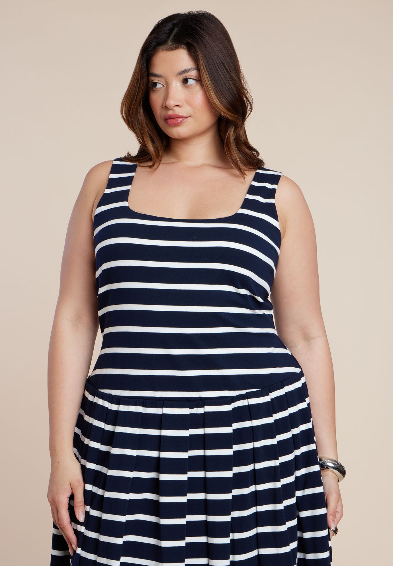 Striped Drop-Waist Bubble Maxi Dress image number 2