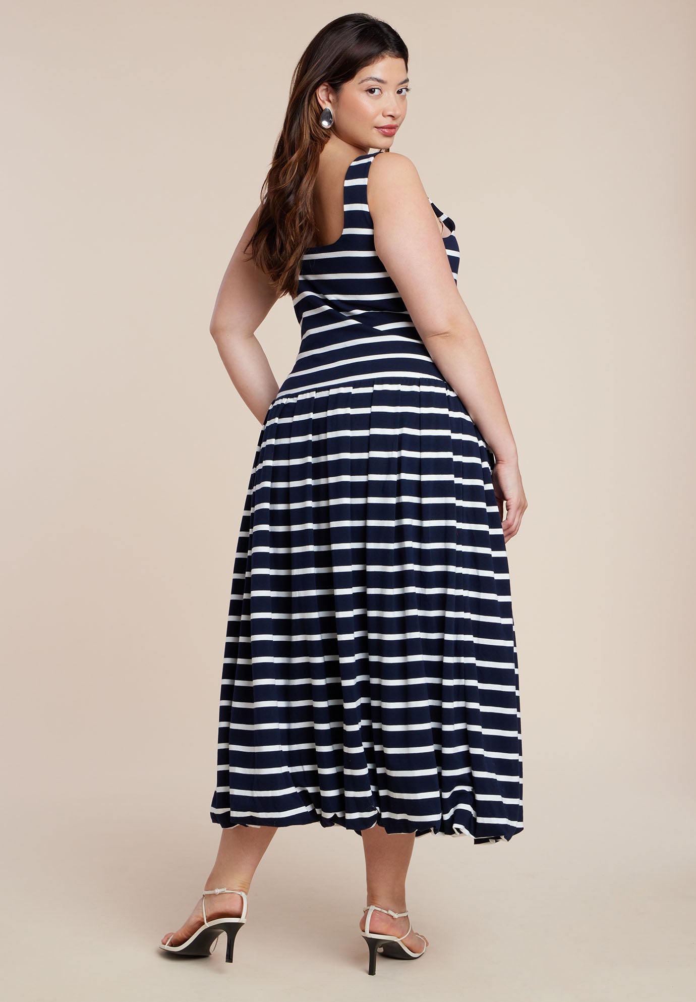 Striped Drop-Waist Bubble Maxi Dress image number 3