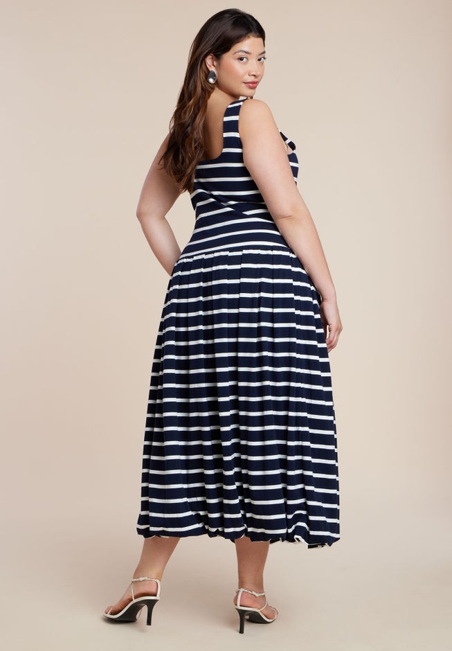 Striped Drop-Waist Bubble Maxi Dress image number 3