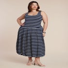 Striped Drop-Waist Bubble Maxi Dress image number 0