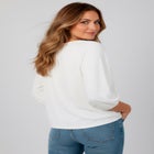 Plus Size Lace Pointelle V-Neck Blouson Sleeve Tunic image number 1
