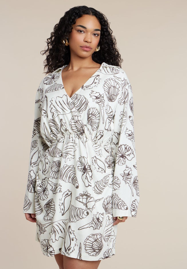 Printed Linen Mini Dress image number 4