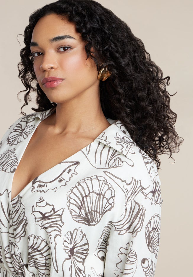Printed Linen Mini Dress image number 5