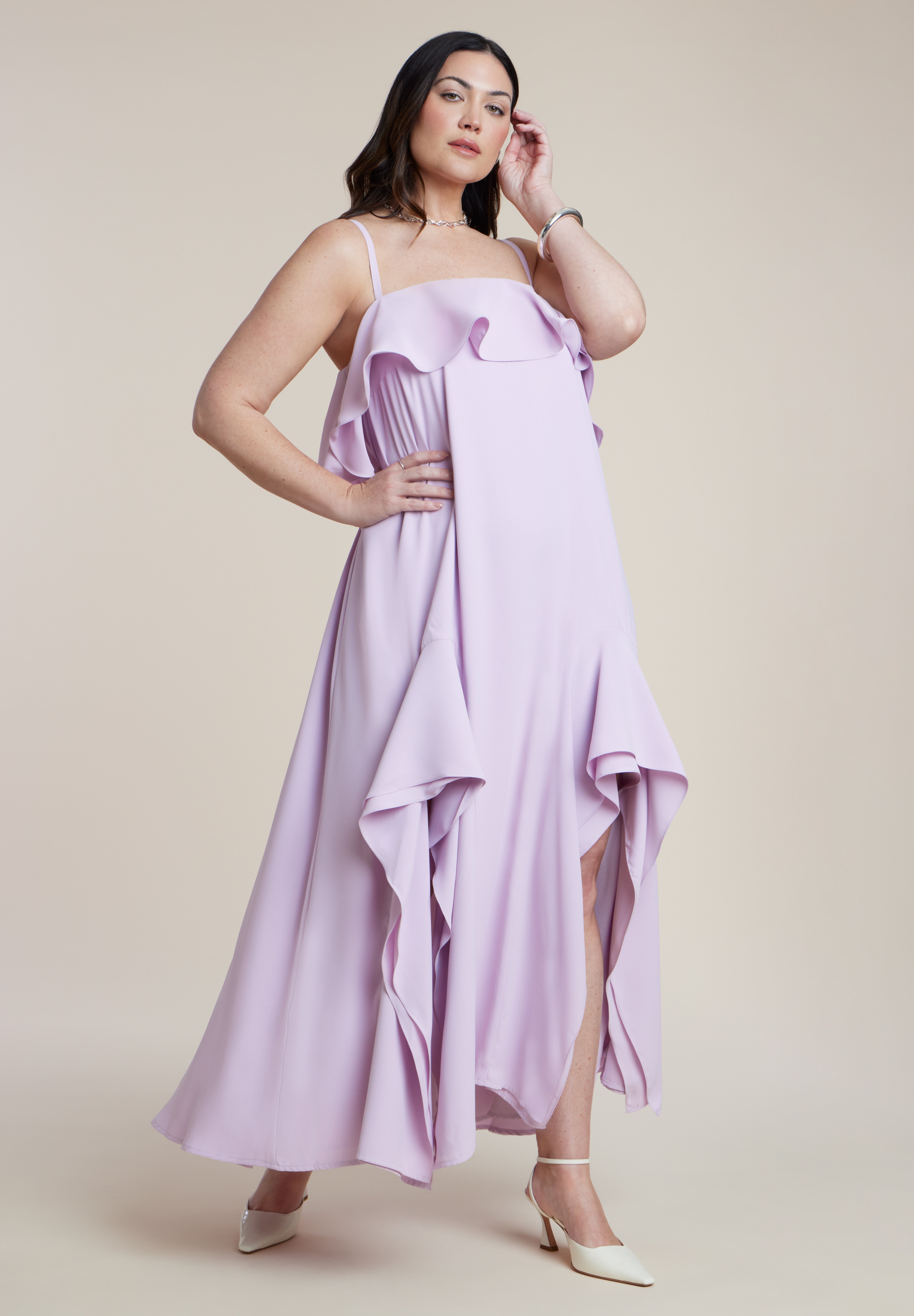 Ruffle Detail Maxi Trapeze Dress image number 1