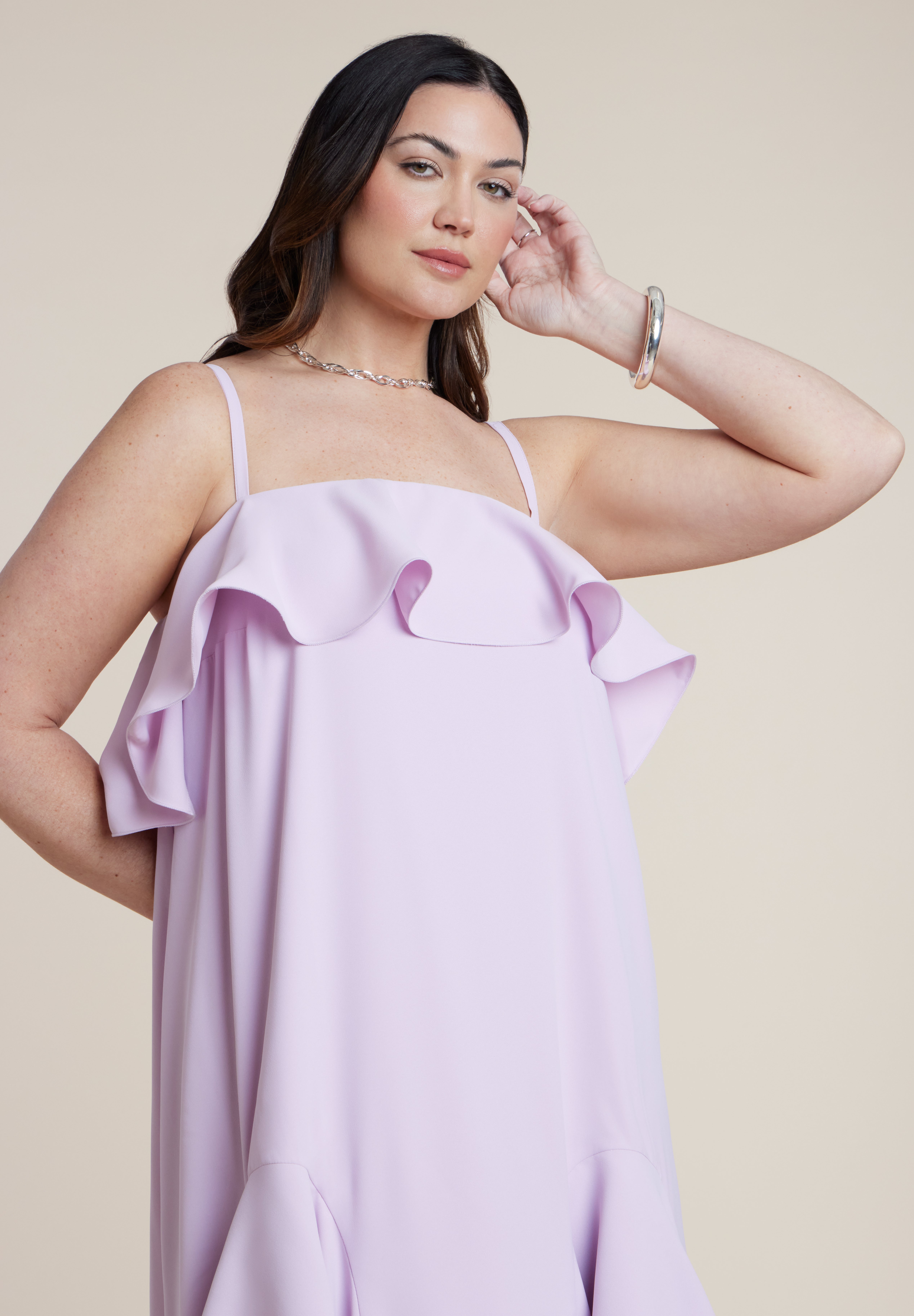 Ruffle Detail Maxi Trapeze Dress image number 4