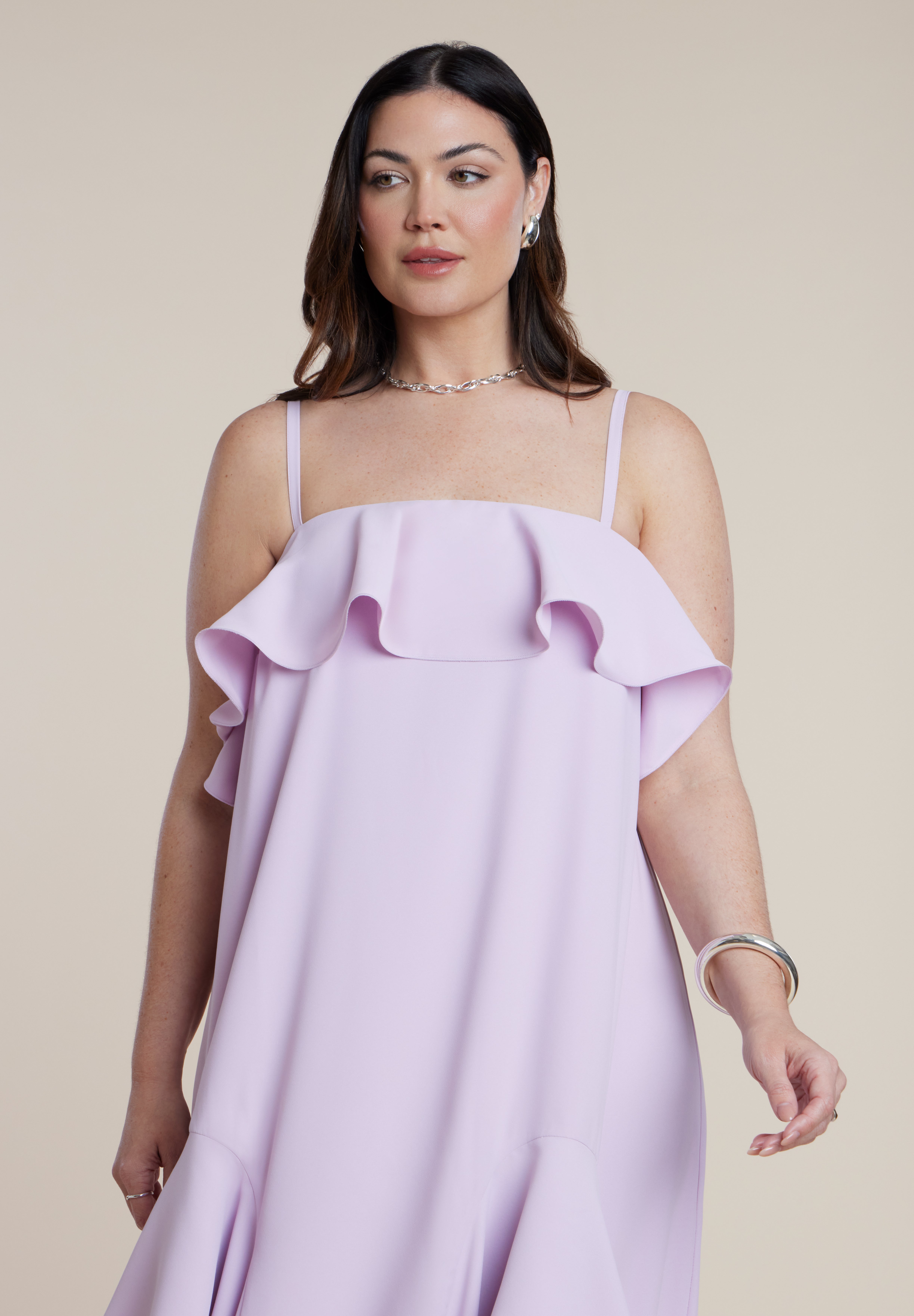 Ruffle Detail Maxi Trapeze Dress image number 5