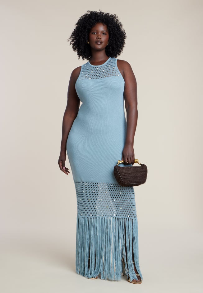 Shell Embellished Sweater Maxi Dress image number 1