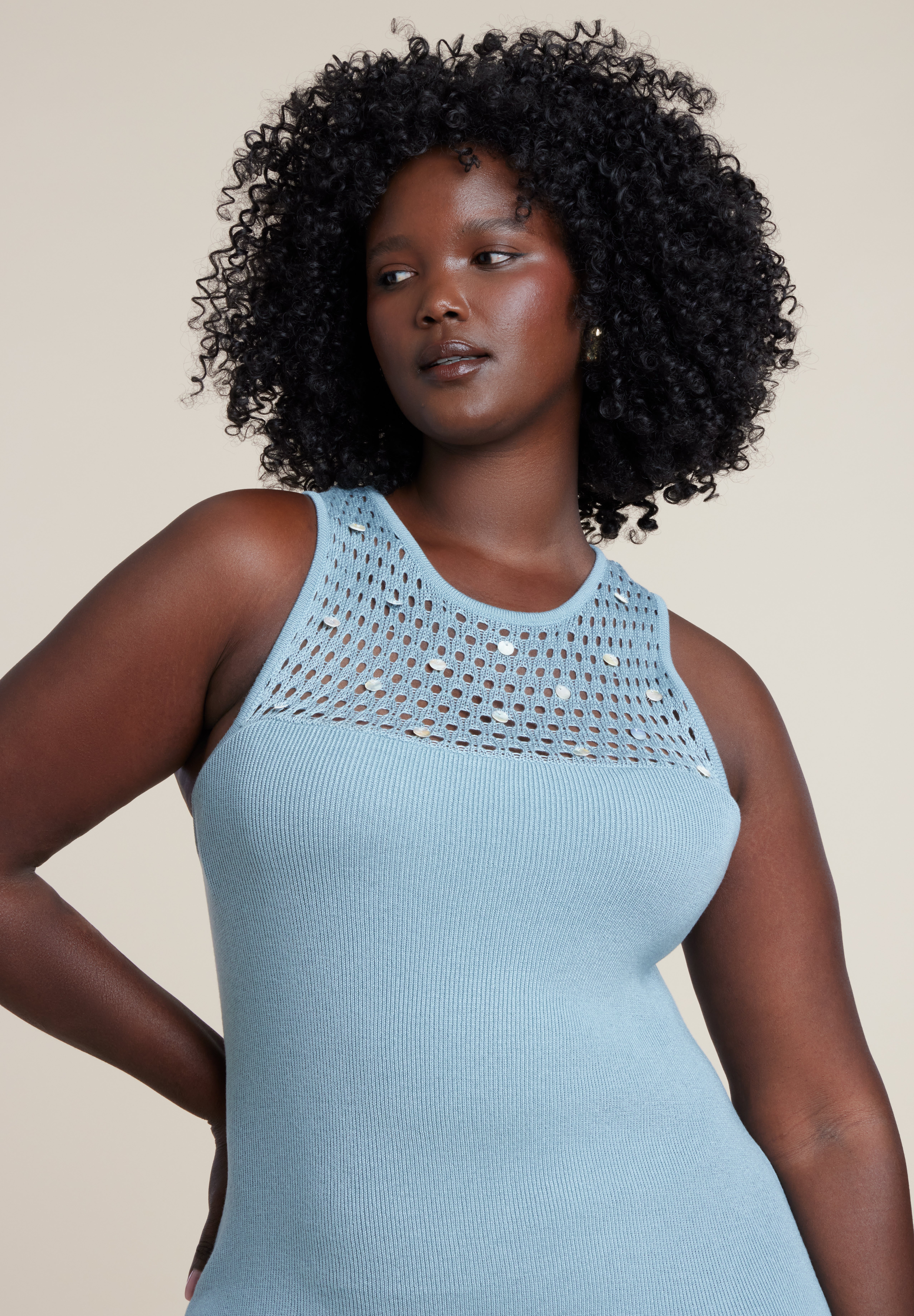 Shell Embellished Sweater Maxi Dress image number 6