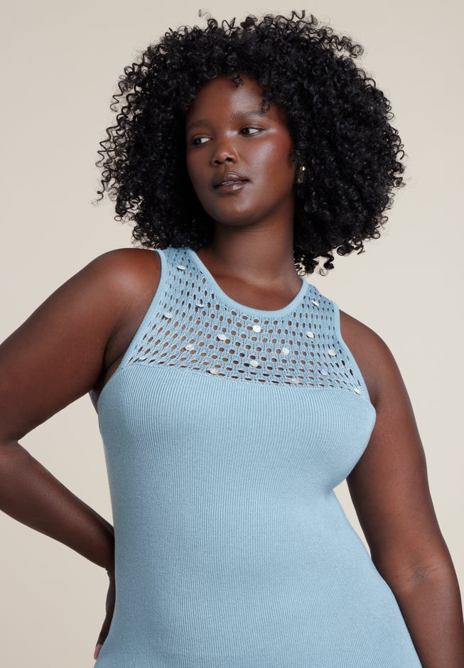 Shell Embellished Sweater Maxi Dress image number 6