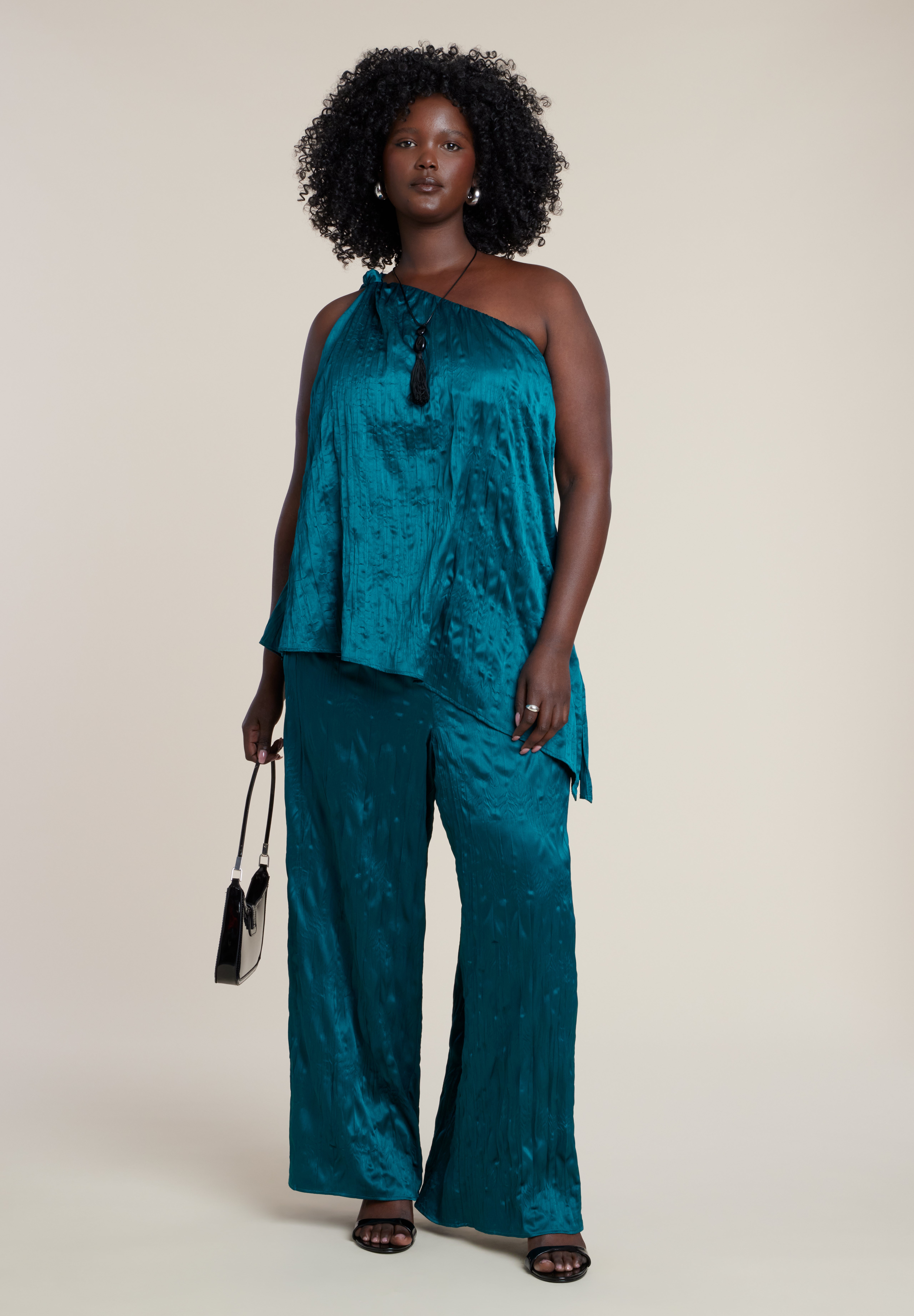 Crinkle Satin Wide-Leg Pant image number 1