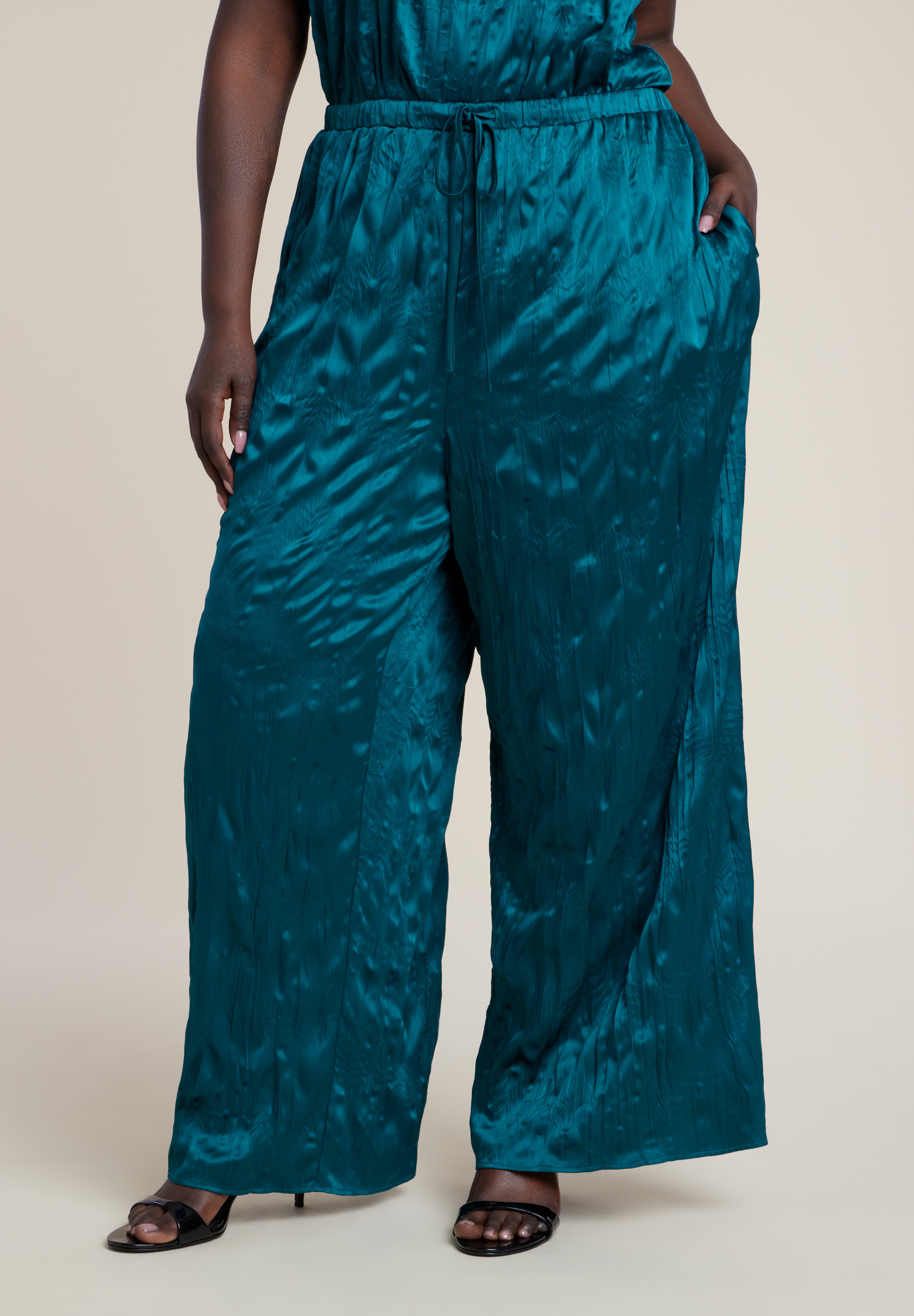 Crinkle Satin Wide-Leg Pant image number 2