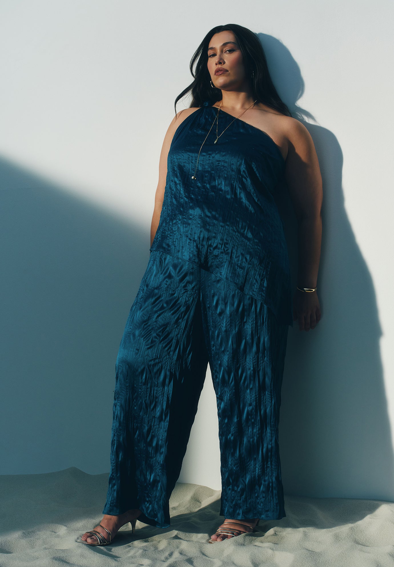 Crinkle Satin Wide-Leg Pant image number 0