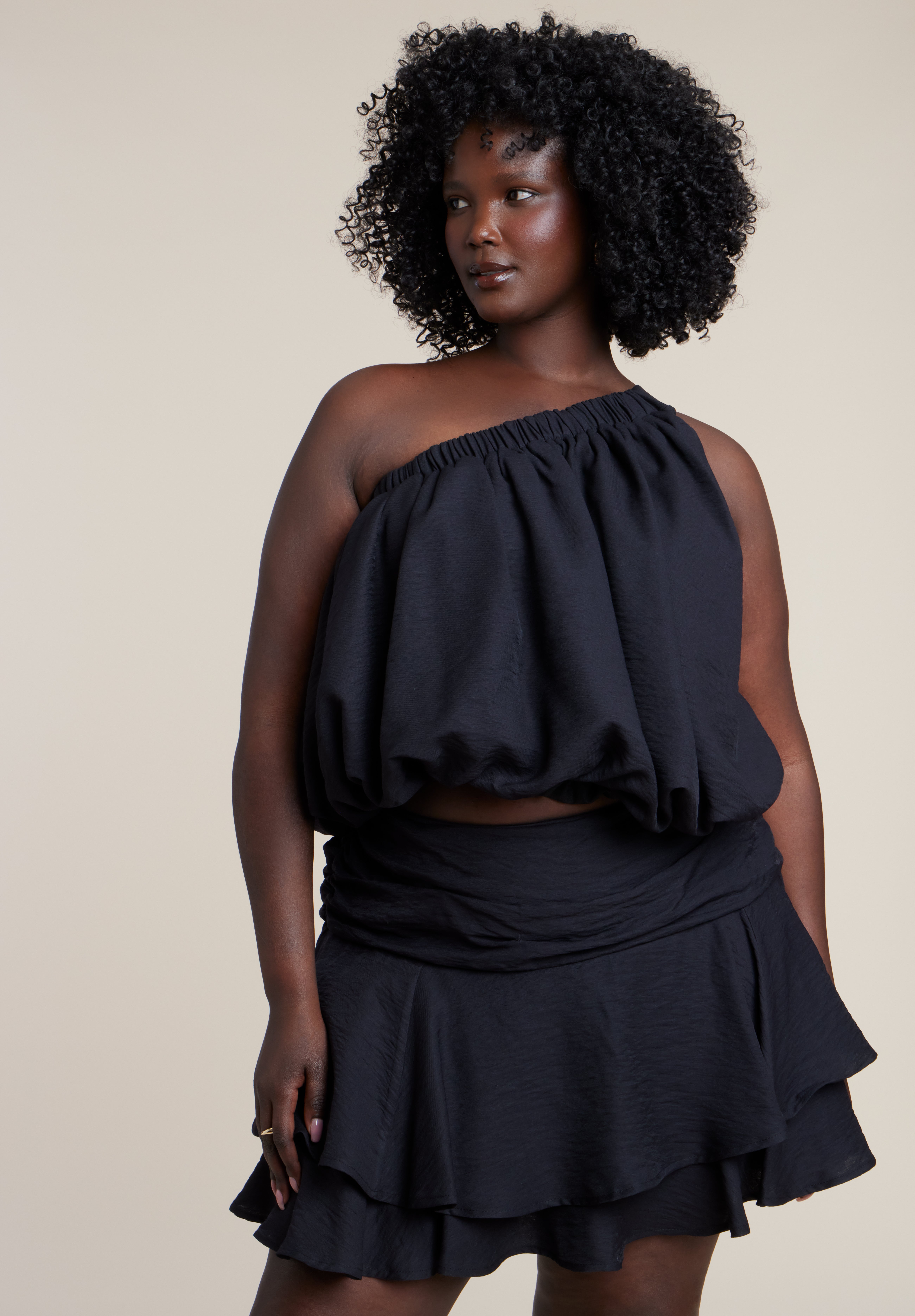 Asymmetric Bubble Crop Top image number 1