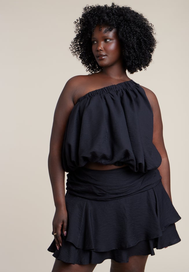 Asymmetric Bubble Crop Top image number 1
