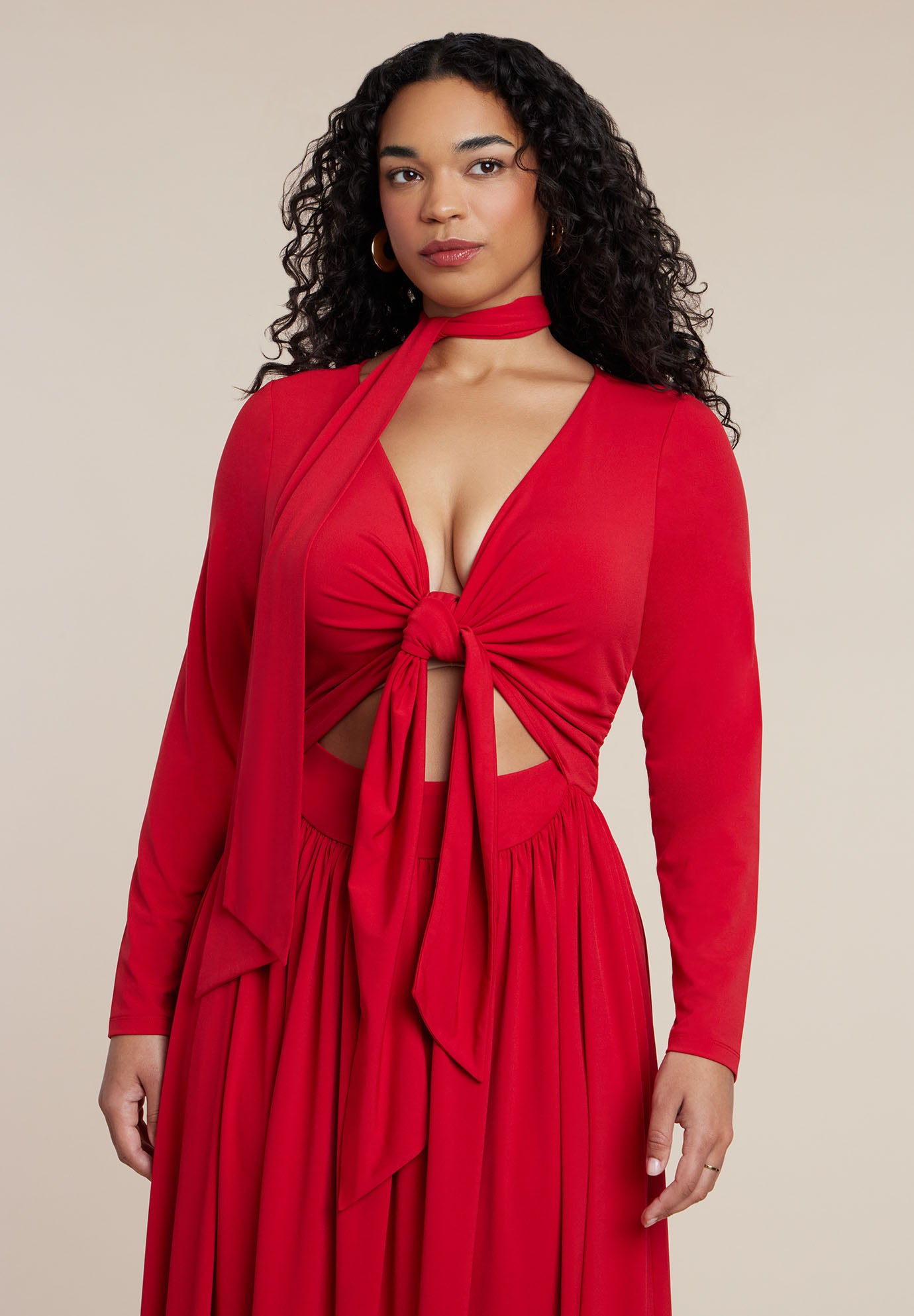 Tie Front Knit Maxi Dress image number 3