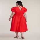 V Neck Flared Poplin Midi Dress image number 1