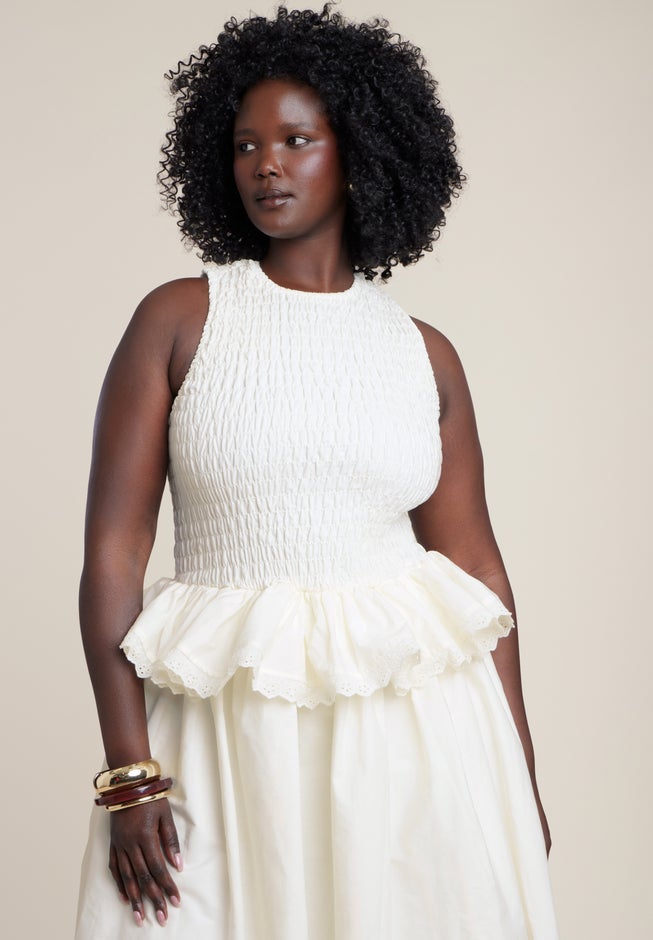 Trim Detail Peplum Midi Dress image number 2
